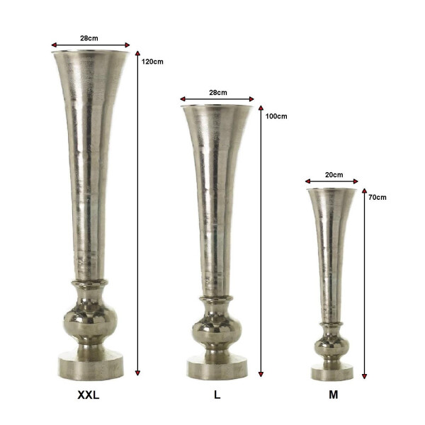Bodenvase silber XXL 70 100 120cm groß Pokalvase