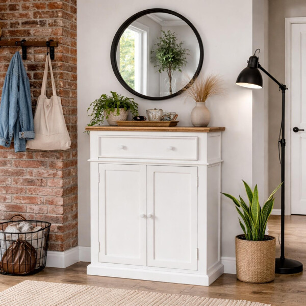 Kommode CRES weiss 120cm hoch massiv Landhaus Antik