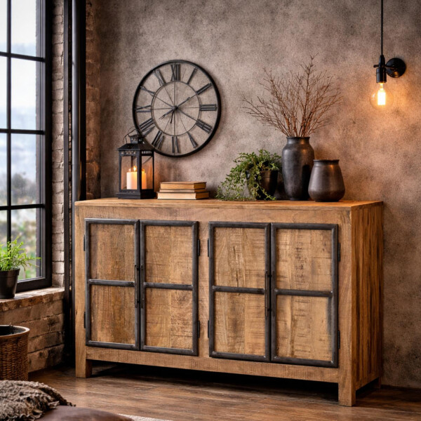 Sideboard Industrial Vintage VLAKA 140 cm breit