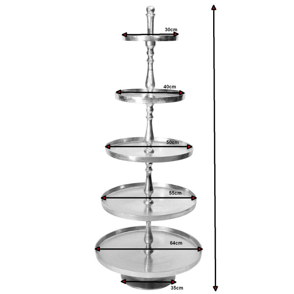 XXL Etagere 150 cm groß silber Metall antik Design