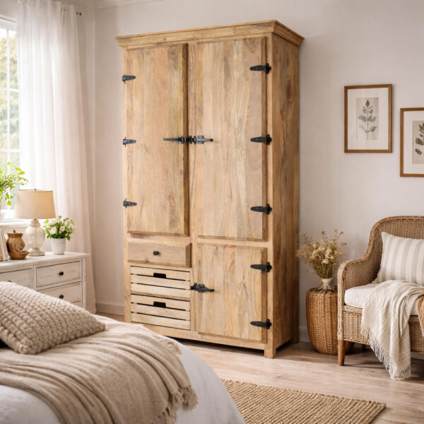 Kleiderschrank Vintage Holz STONE Garderobenschrank