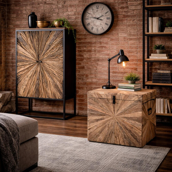 Truhe Altholz Truhenbank MERID 45x45cm Holztruhe alt