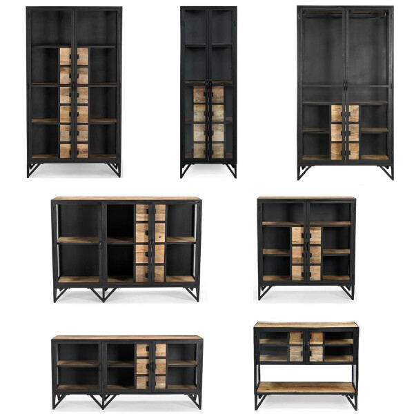 Kleiderschrank Glas BARBAR schwarz Metall » baario®