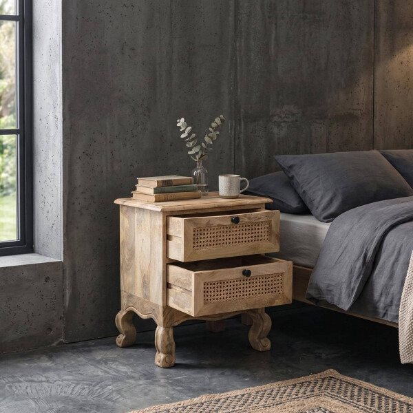 Nachttisch WIENER Geflecht Holz Antik Design