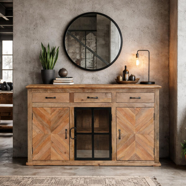 Sideboard Vitrine CHATEAU massiv rustikal » Industrial